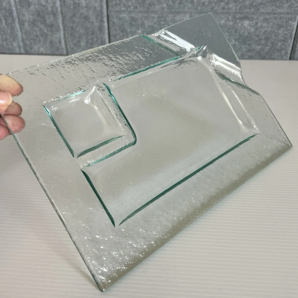 Green Recycled Glass Sushi Plate Rectangle w/Compartments
